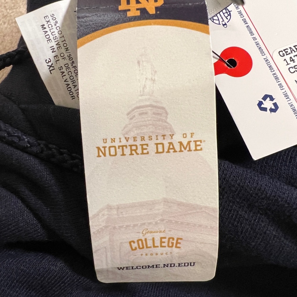 Notre Dame Navy Blue Hoodie, Men’s 3XL - Picture 5 of 5